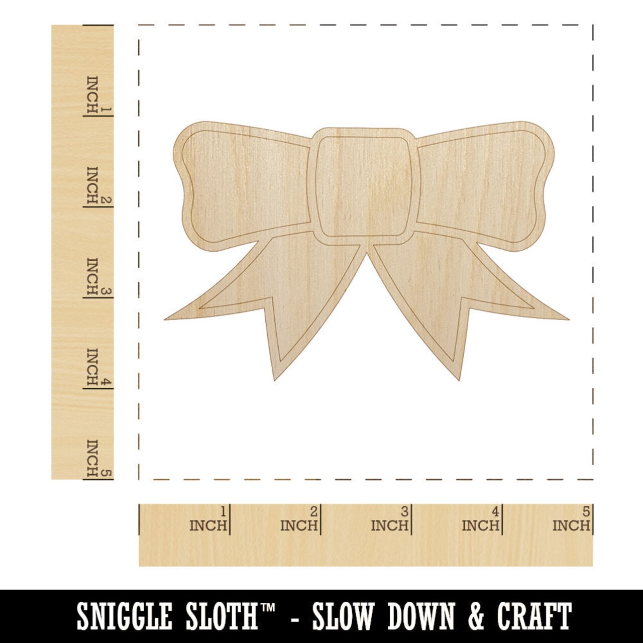 Bow Ribbon Outline Unfinished Wood Shape Piece Cutout for DIY Craft Projects